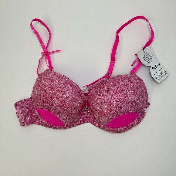 New Barbie Pink Padded Push Up Bra Sexy 36C Bows & Charm - Picture 10 of 12
